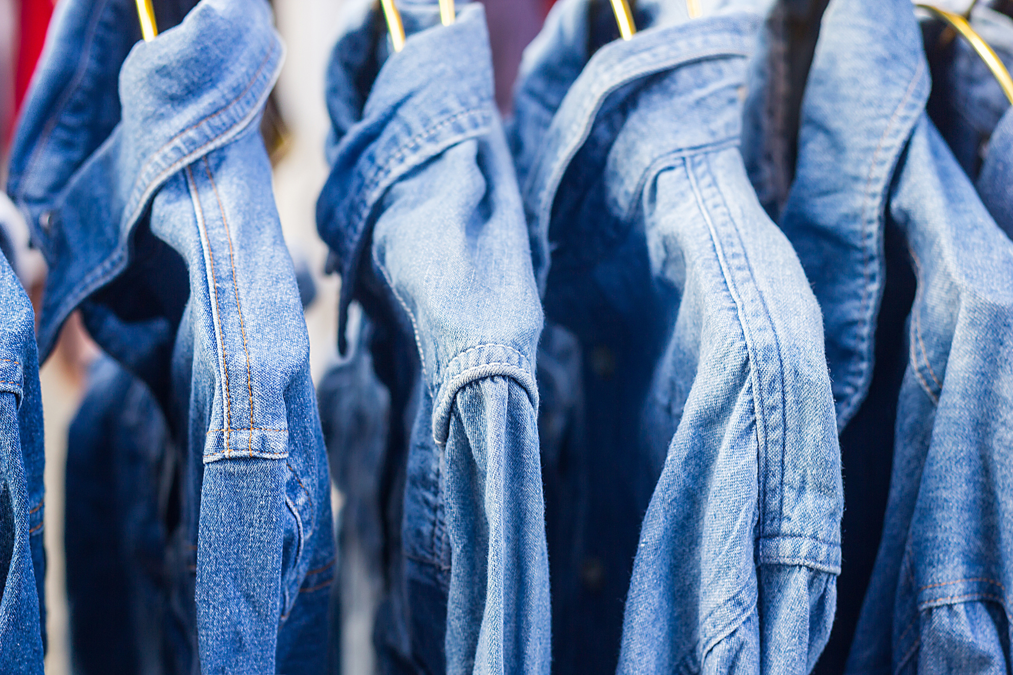 Jeans Shirt Sold in the Market, Close-up of Jeans Jacket